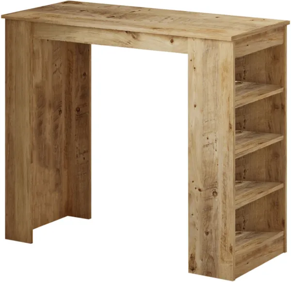 NORDVÄRK ST1 Bartisch, mit 3 Regalen - natürliches Melamin (120x51,6)