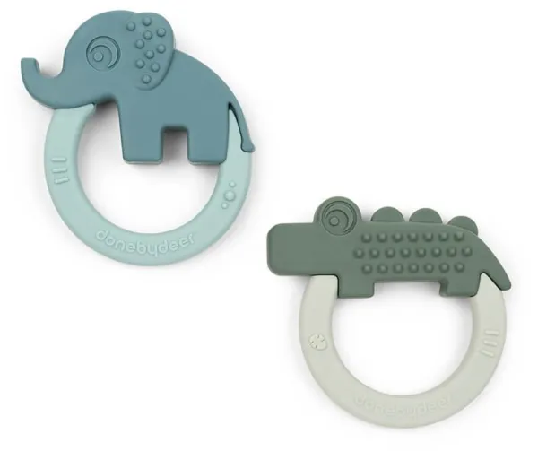 Beißspielzeug 2 Stk Deer friends Grün/Blau