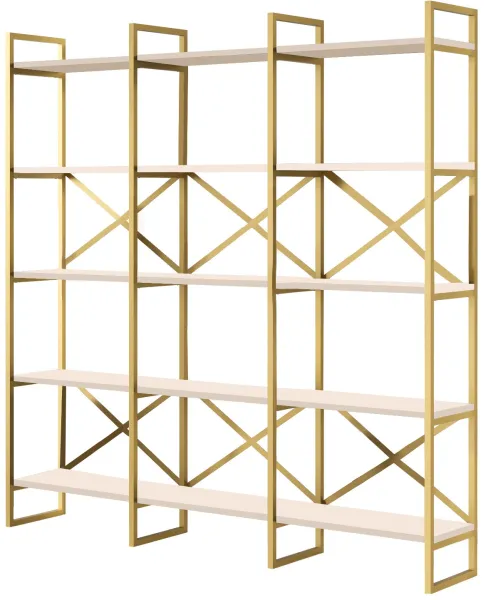 FUNZI LIVING VG6 Bücherregal - weiß und gold Melamin, Metall