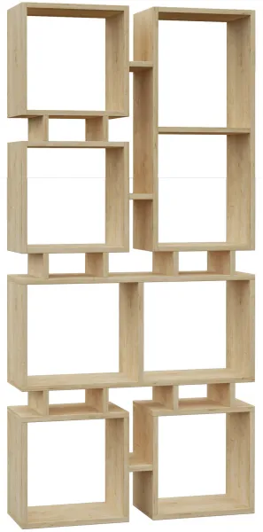 FUNZI LIVING Rail No.1 Bücherregal, mit 8 Fächern - eichenfarbene Melamin