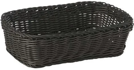 Brotkorb, rechteckig, schwarze Kunststoffflechtung, 31x21xH9 cm