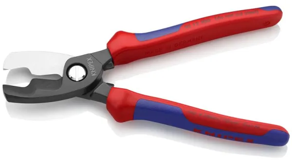 Knipex Kabelschere mit Doppelschneide brüniert, mit Mehrkomponenten-Griff 200 mm