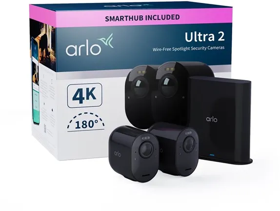 Arlo Ultra 2 4K UHD Kabelloses Sicherheitskamerasystem - 2 Kameras