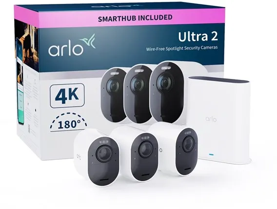Arlo Ultra 2 4K UHD Kabelloses Sicherheitskamerasystem - 3 Kameras