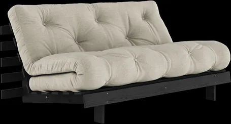 Karup Design Roots Schlafsofa mit Roots-Matratze 160x200 Leinen/schwarz lackiert